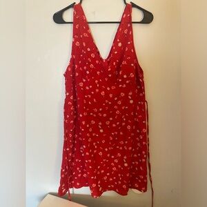 Red Floral Sleeveless Dress